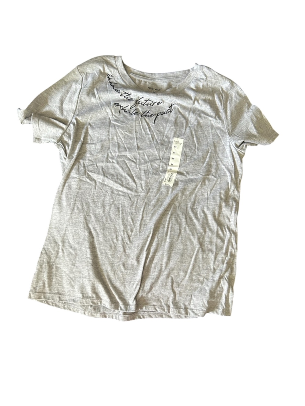 Nine West Light Gray Tee with Black Script